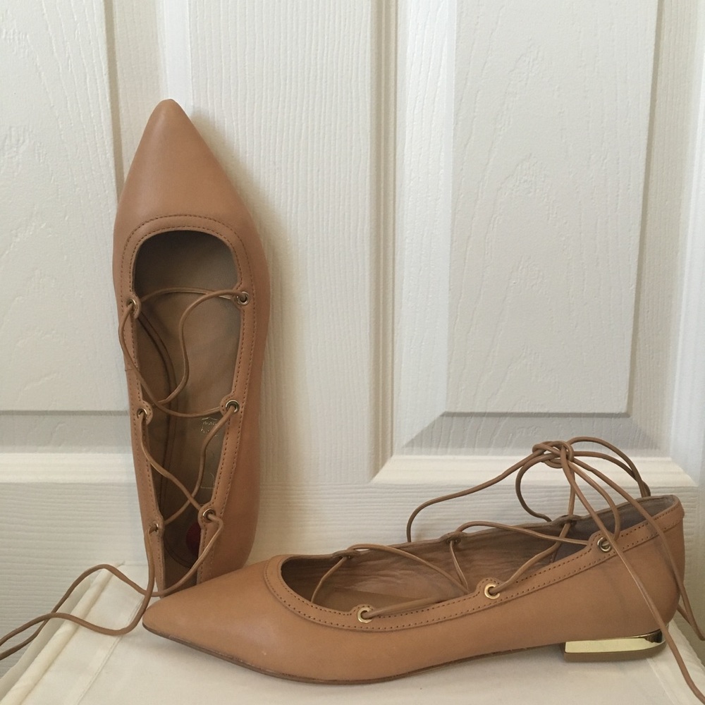 Aldo Brown/tan tie up flats
